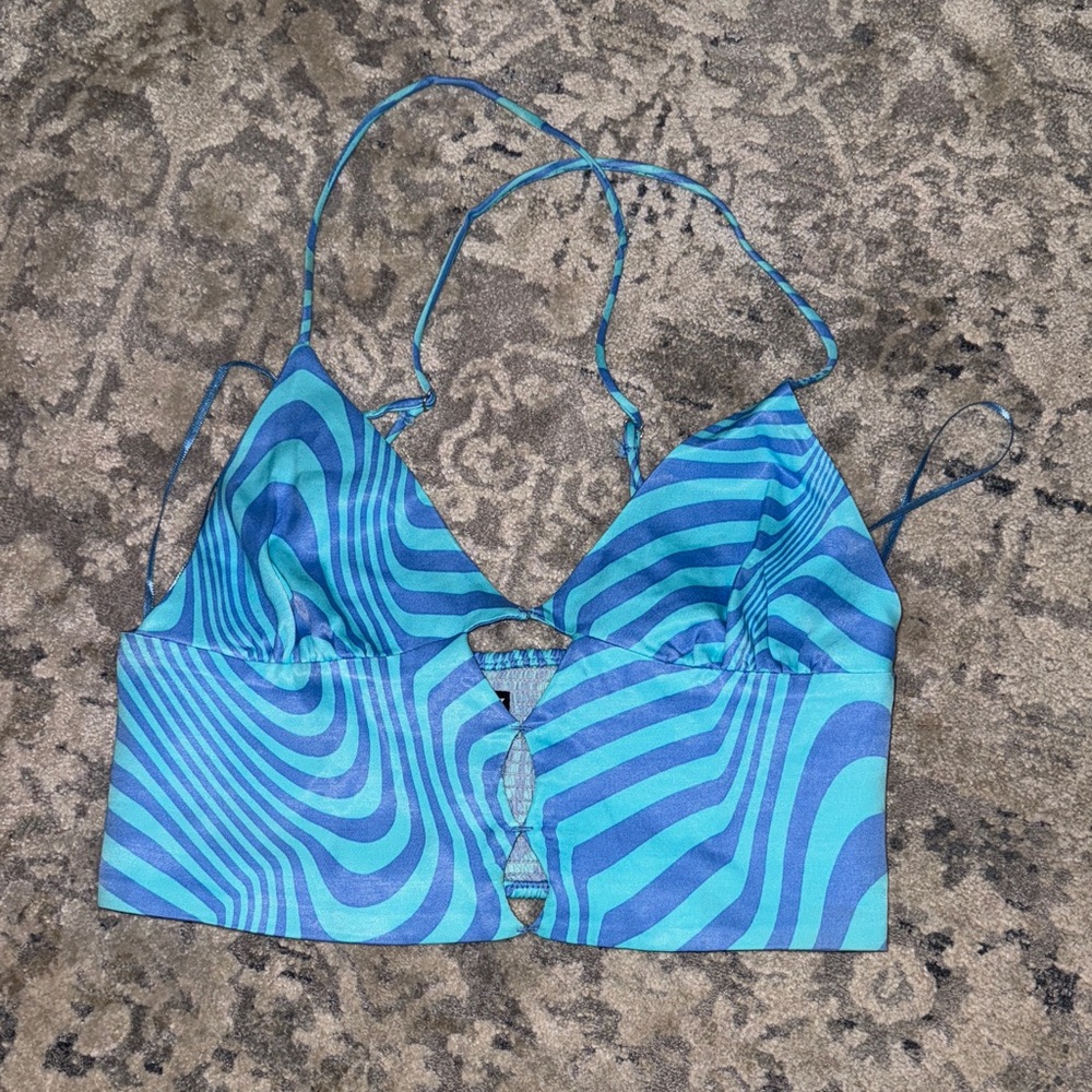 Zara Blue Striped Crop Top
